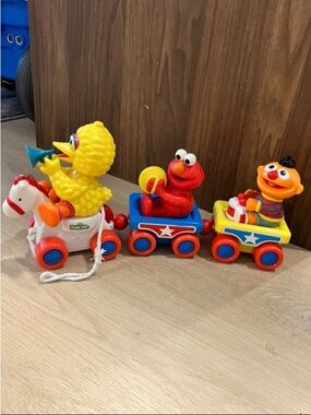 Vintage Sesame Street Pull Train with Big Bird, Elmo & Ernie